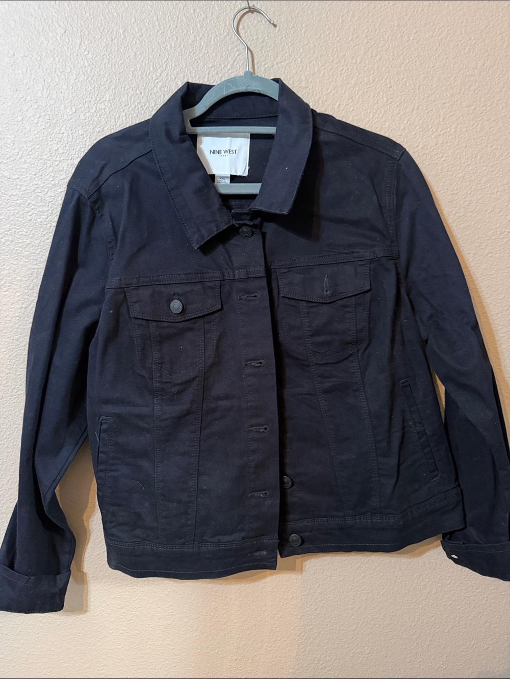 Nine West Black Cotton Jean Jacket
